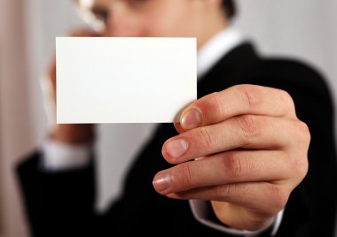 Presenting blank business card clipart