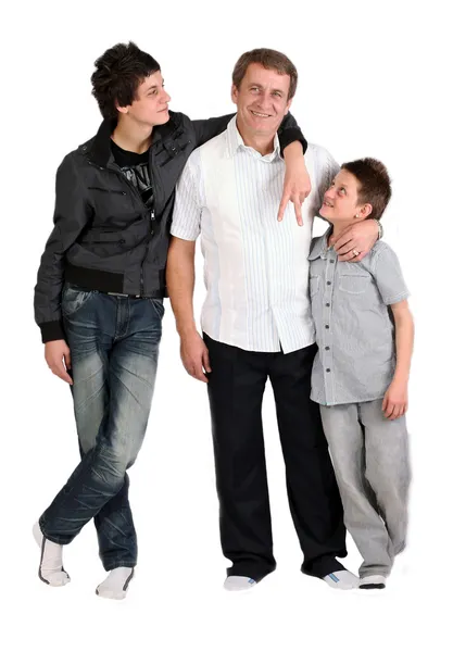Twee jongens met papa — Stockfoto