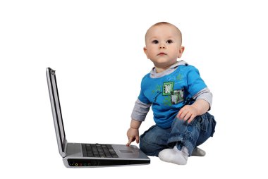 Boy with laptop clipart