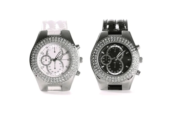 Чорно-білий наручний годинник — стокове фото