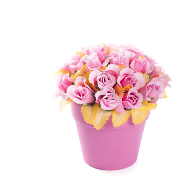 Pot de fleurs avec des roses artificielles — Photo