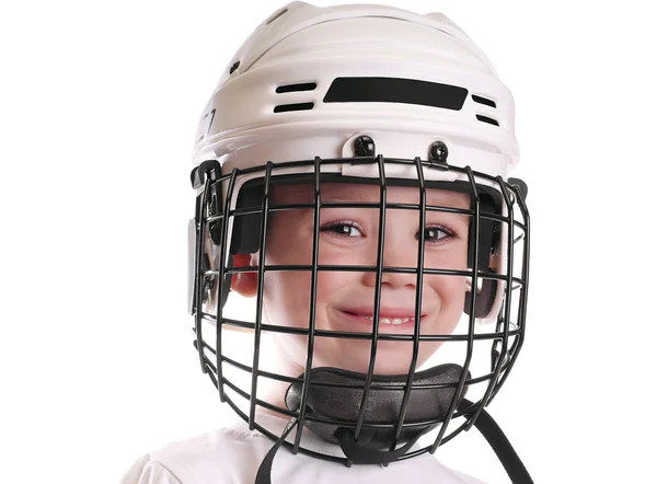 Niño en casco de hockey —  Fotos de Stock