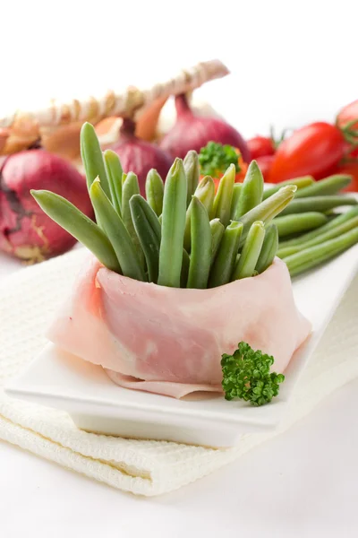 French Beans with wrapped ham — ストック写真