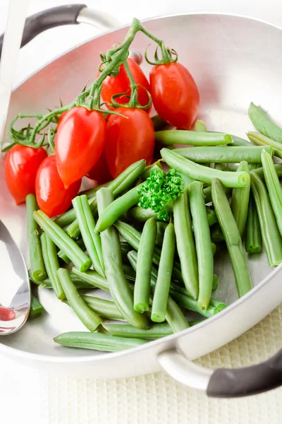 French Beans inside a pan — Stock Photo, Image