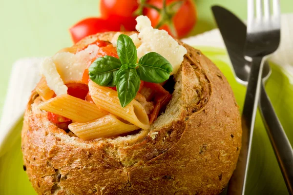 Bread stuffed with pasta — Stock Photo, Image