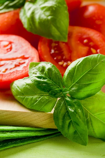 Tomatoes and Basil — Stock Photo, Image