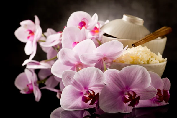 Ázsiai rice étel orchidea virágok — Stock Fotó