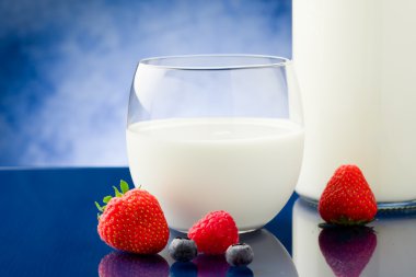 Milk with berries clipart