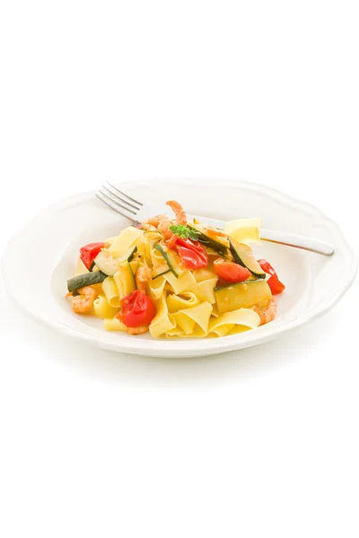 Pasta con Zucchine e Gamberetti — Foto Stock