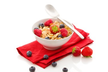 Corn flakes with berries - Isolated clipart