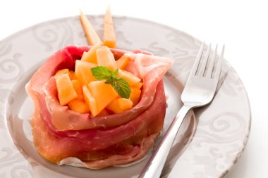 Stuffed ham with melon clipart