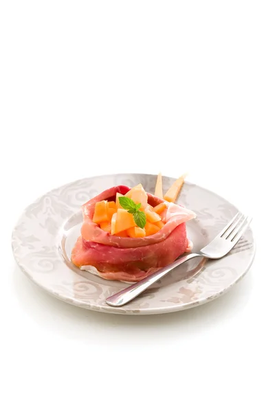 Stuffed ham with melon — Stock Photo, Image