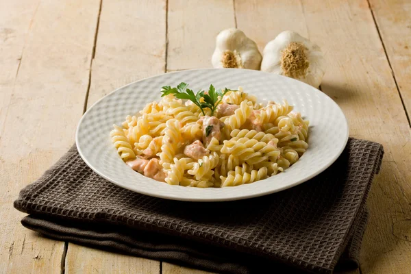 Pasta with Salmon and cream — Stock Photo, Image