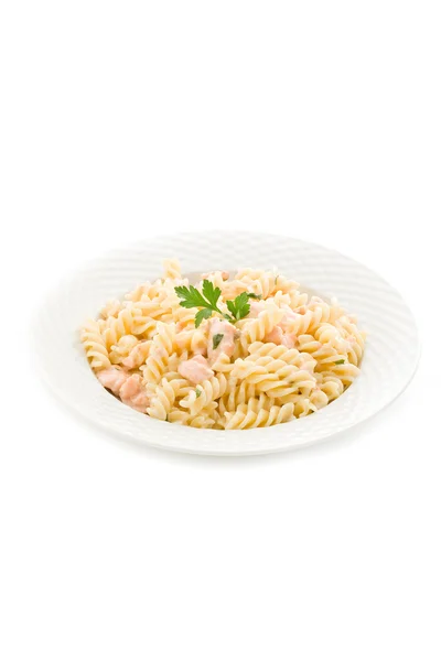 Pasta with Salmon and cream — Stock Photo, Image