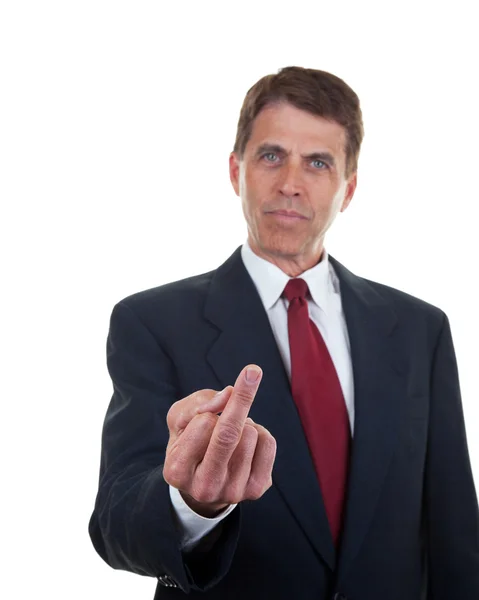 Üzletember, amely megmutatja, hogy az ujját — Stock Fotó