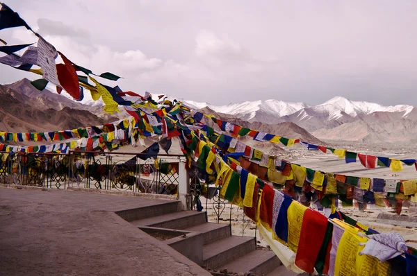 Tibet dua bayrakları, Hindistan, leh — Stok fotoğraf