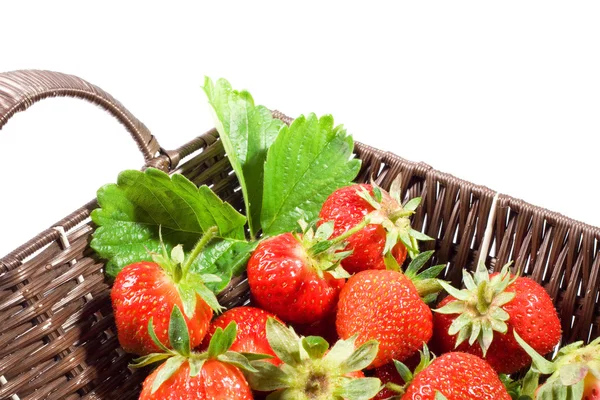 Saftiga jordgubbar i korgen — Stockfoto