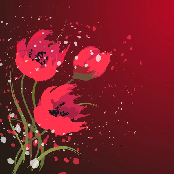 艺术红色花朵 — 图库矢量图片