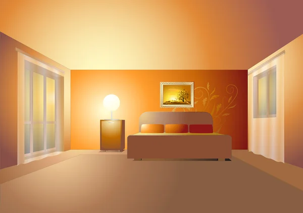 寝室のインテリア — ストックベクタ