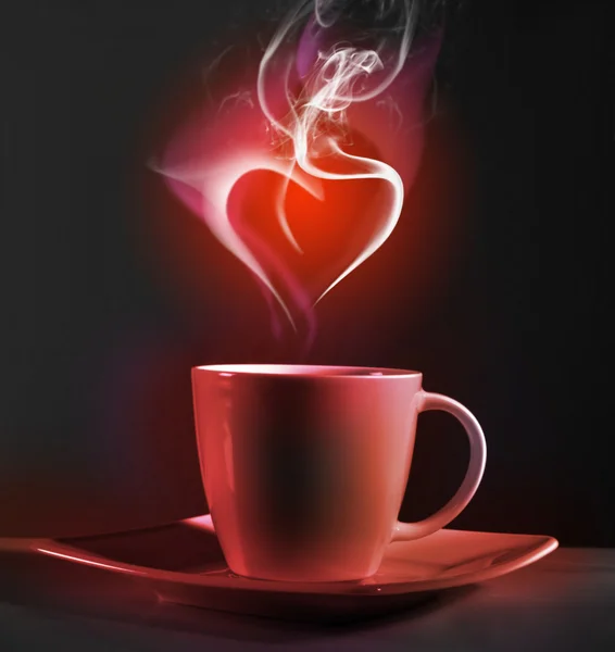 Cup of coffee and heart — Stock Photo, Image