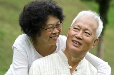 Asian senior couple clipart