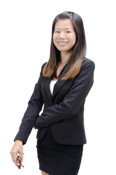 Aziatische business meisje met geïsoleerde witte achtergrond — Stockfoto