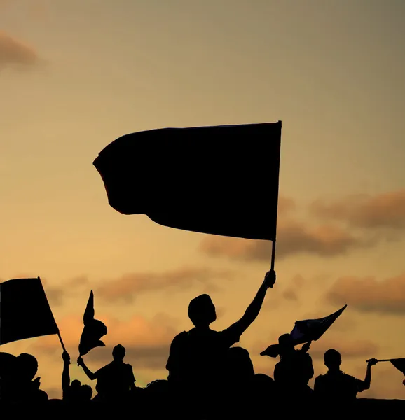 Silhouette of protestors — Stock Photo, Image