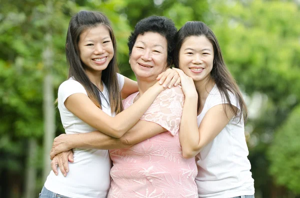 Happy Asian Senior lady and her daughters — Stock Photo, Image