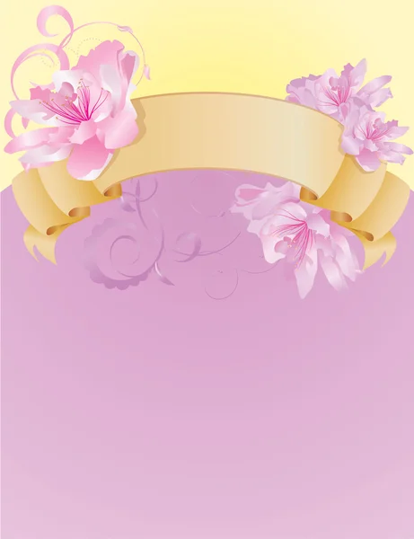 ピンクの背景の花を持つヴィンテージ バナー — ストック写真