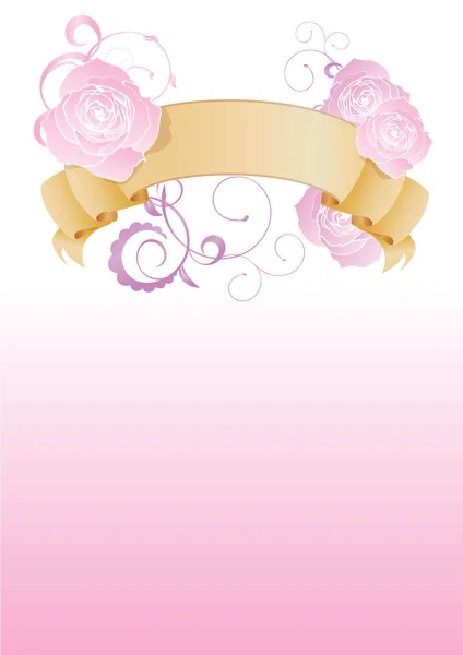 Vintage Banner mit Blumen auf rosa Hintergrund — Stockfoto