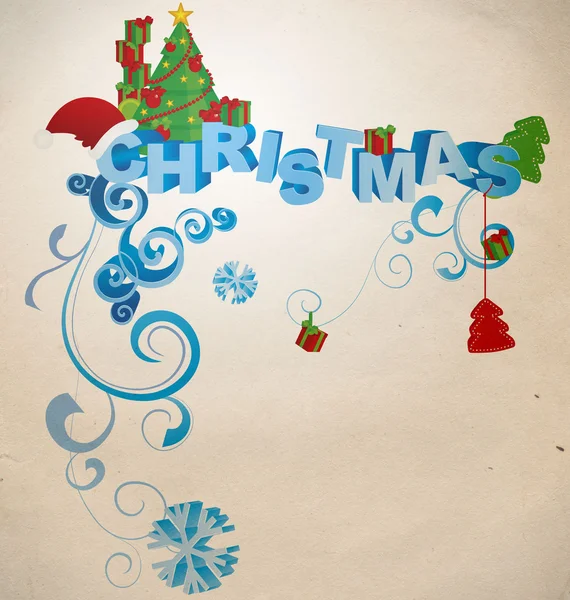 Vánoční 3d text v retro stylu — Stock fotografie