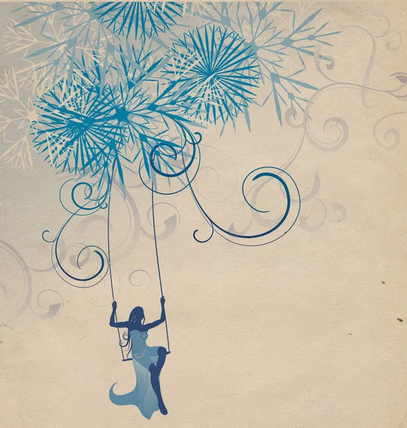 Vintern abstrakt kvinna silhuett retro illustration — Stockfoto