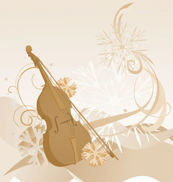 Retro violin winter illustration — Stock Photo, Image