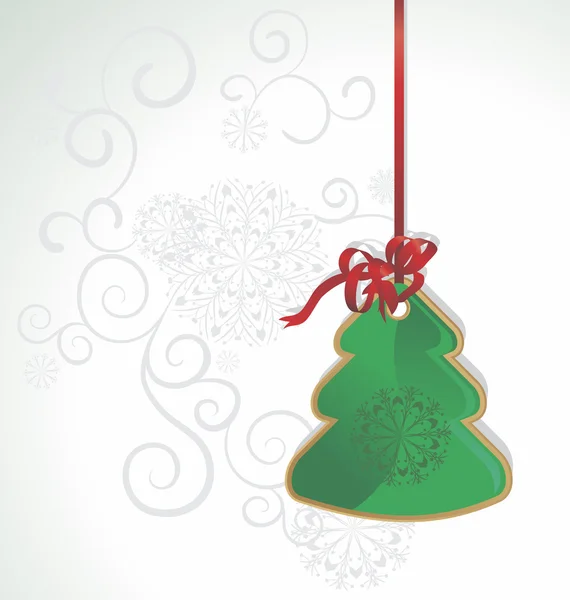 Weihnachtsbaum auf rotem Band — Stockfoto