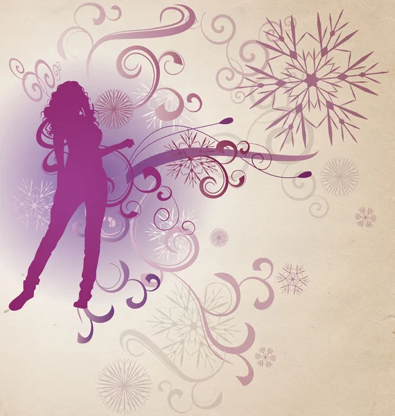 Vintern abstrakt kvinna silhuett retro illustration — Stockfoto