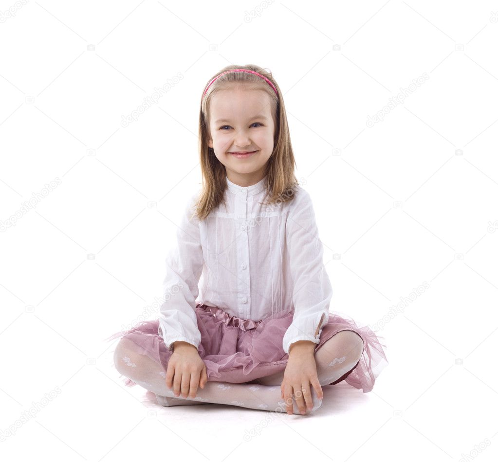 Adorable Little Girl Sitting Cross Legged