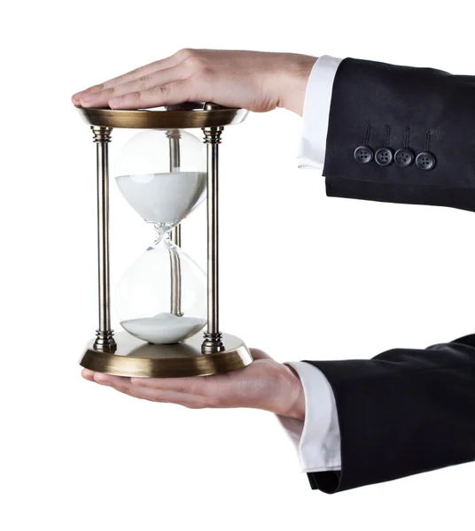 Hourglass in hand — Stock Photo, Image