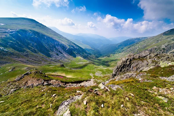 Krajobraz z mohoru szczytem gór maczeta w Rumunii — Zdjęcie stockowe