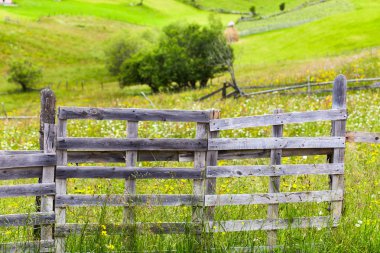 Old wooden fence and gate clipart