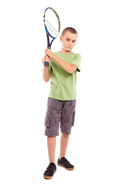 Niño jugando tenis — Foto de Stock
