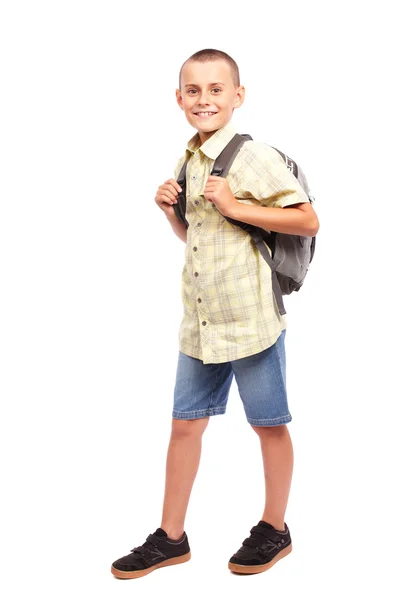 Skolpojke med ryggsäck — Stockfoto