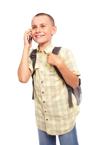 Schoolboy with backpack — Stock Photo, Image