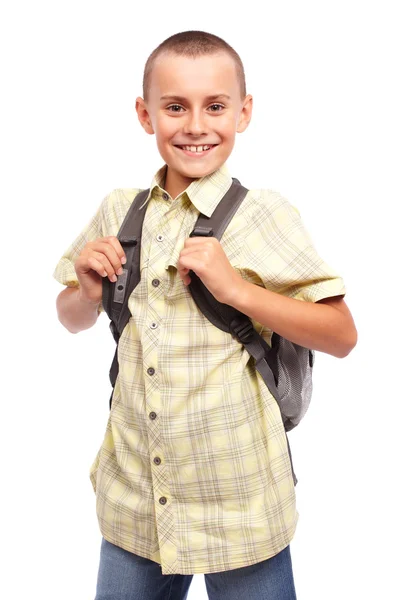 Школьник с рюкзаком — стоковое фото