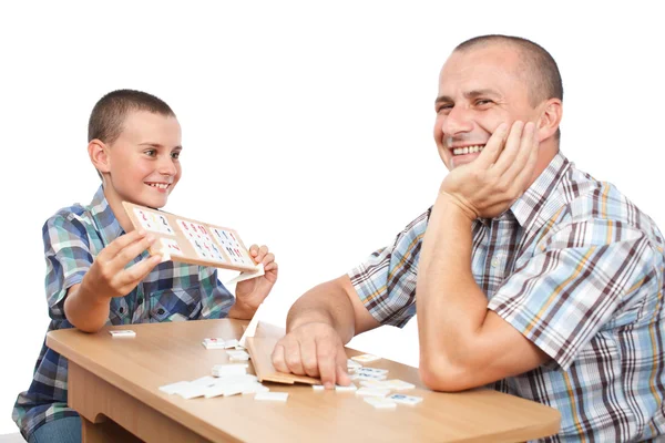Father and son playing rummy — Stock Photo, Image