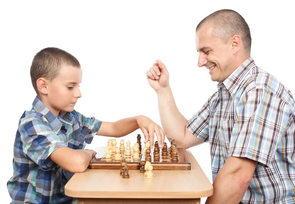 父子俩下棋 — 图库照片