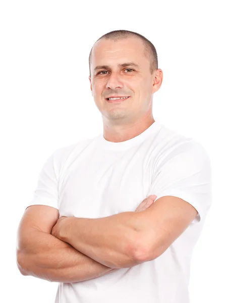 Mladý muž s bílým t-shirt — Stock fotografie