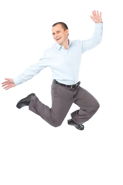 ビジネスマンの喜びのためにジャンプ — ストック写真