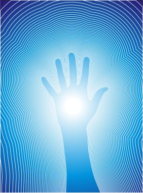 Healing hand with reiki lines clipart