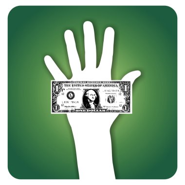 Palm with dollar bill clipart