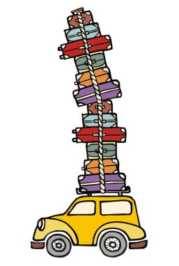 Lets go for fun: a car ready for vacations. clipart